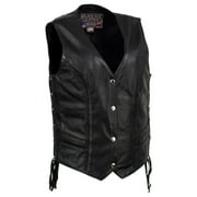 Milwaukee Leather USA MADE MLVSL5001 Women's Black 'Vivacious' Braided Motorcycle Leather Vest