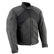 NexGen SH2153 Men's Black Armored Moto Textile and Leather Combo Jacket