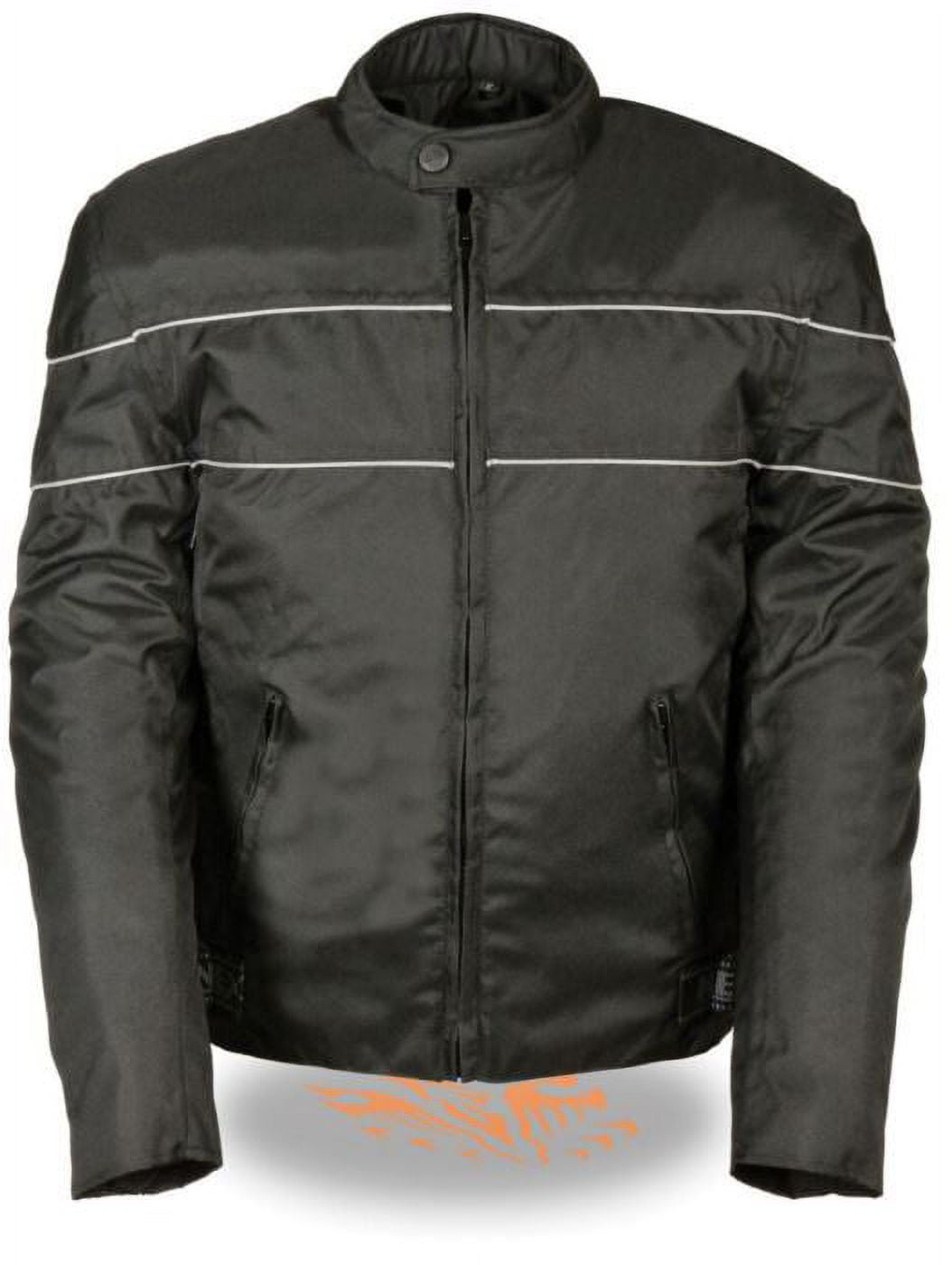 NexGen SH212102 Men's Black Textile Vented Moto Jacket with Reflective Piping