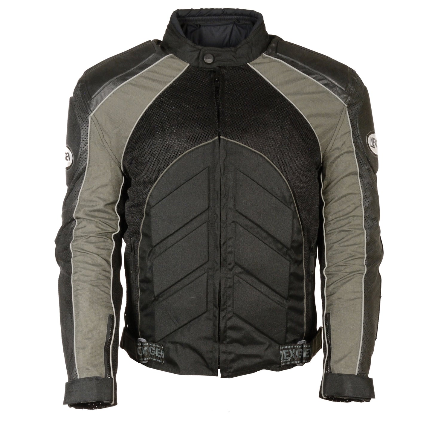 NexGen SH2153 Men's Black and Grey Armored Moto Textile and Leather Combo Jacket