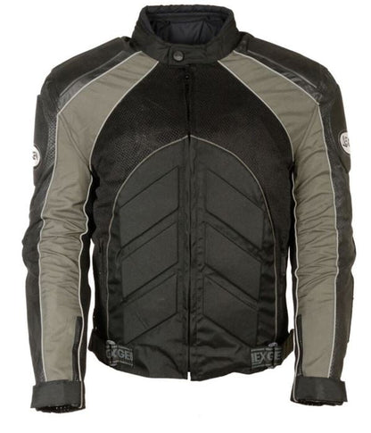 NexGen SH2153 Men's Black and Grey Armored Moto Textile and Leather Combo Jacket