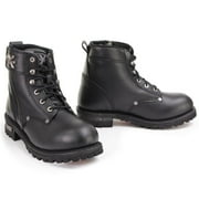 Xelement 1505 Men's Sprocket Black Premium Leather Advanced Lace-Up Motorcycle Rider Boots