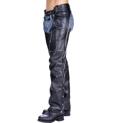 Xelement 7550 'Classic' Black Unisex Leather Motorcycle Riding Chaps