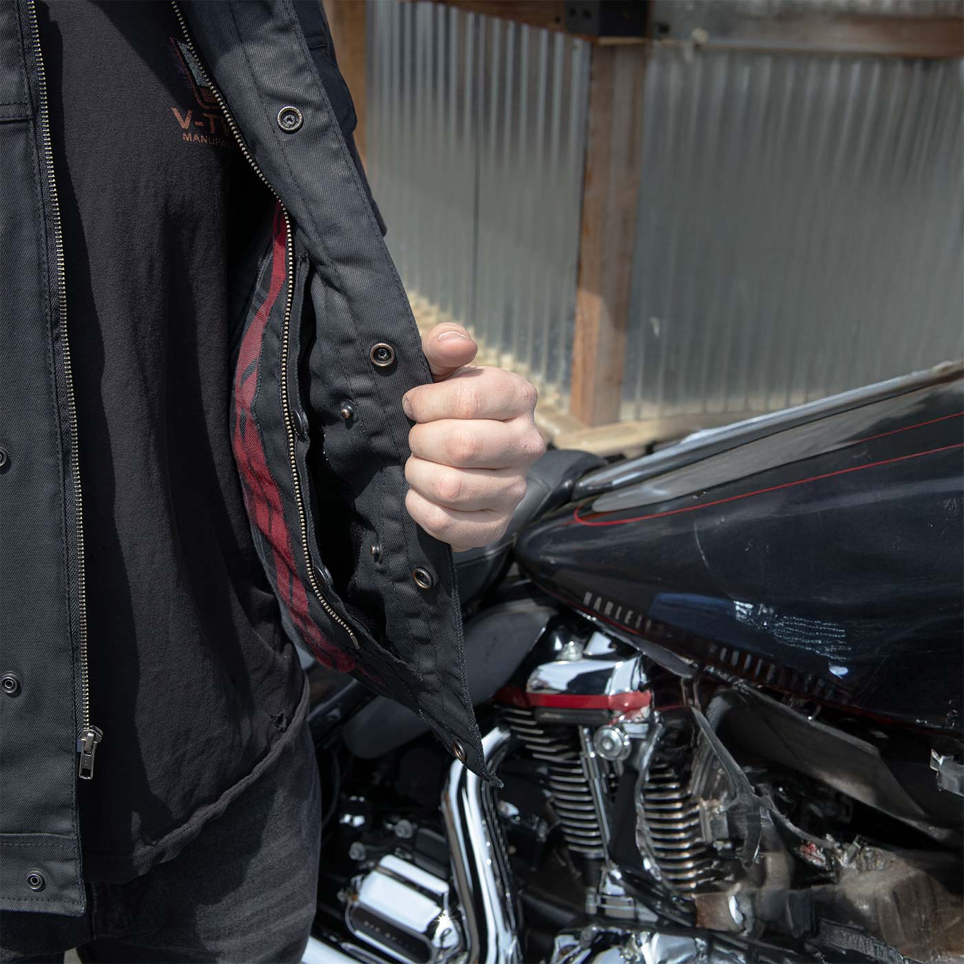 Milwaukee Leather MDM3030 Men’s Black Waxy Coated Denim Club Style Motorcycle Rider Vest w/ Shirt Collar