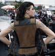 Milwaukee Leather Women's MLL4509 Smoocher Two Tone Crazy Horse Brown and Black Leather Club Style Motorcycle Vest