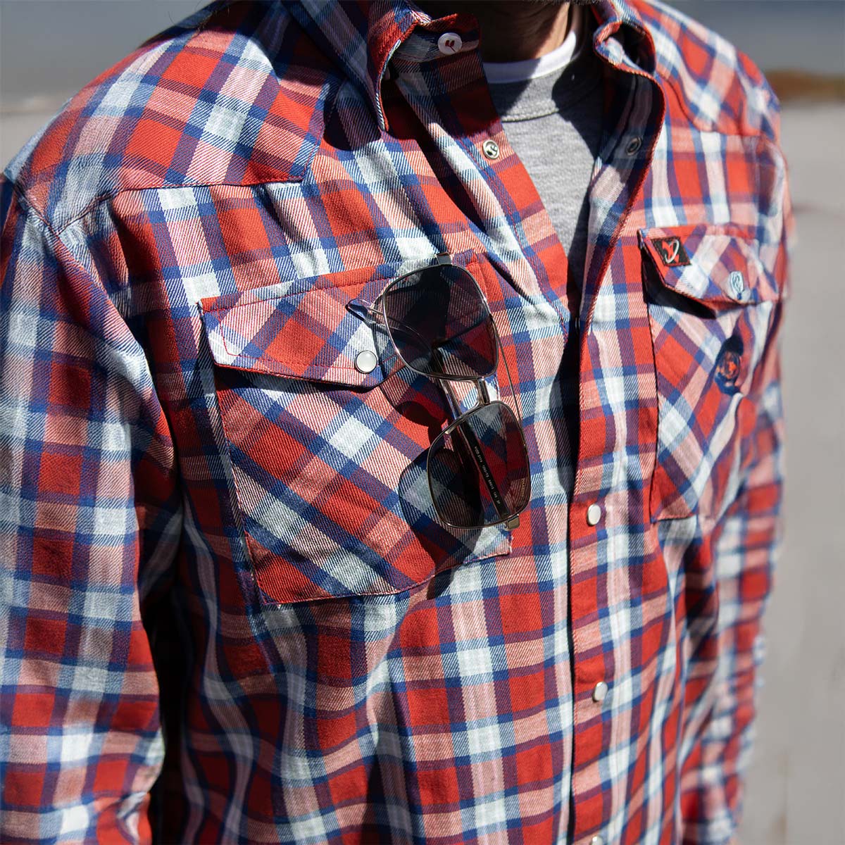 Milwaukee Leather MNG11638 Men's Red and Blue with White Long Sleeve Cotton Flannel Shirt