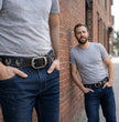 Milwaukee Leather Men's Liberty Talon Black Leather Belt with USA Eagle Emblems - 1.5 Inch Biker Belt - MP7113