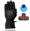 Milwaukee Leather Men's Black Gauntlet Motorcycle Gloves-Black Soft Leather Waterproof Cinch Wrist Closure-SH293