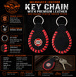 Milwaukee Leather Key Chain with Leather Original Pewter Emblem