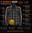 Milwaukee Leather MPM1657 Men's Plaid Flannel Biker Shirt with CE Approved Armor - Reinforced w/ Aramid Fiber