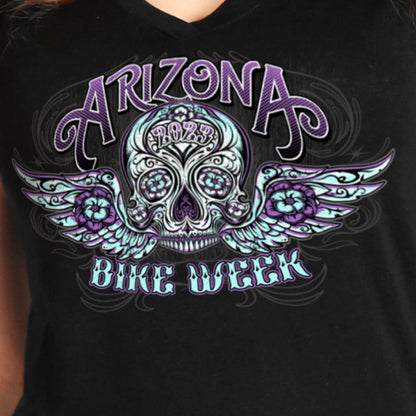 Hot Leathers AZL1406 Women's 2023 Arizona Bike Week Sugar Skull T-Shirt