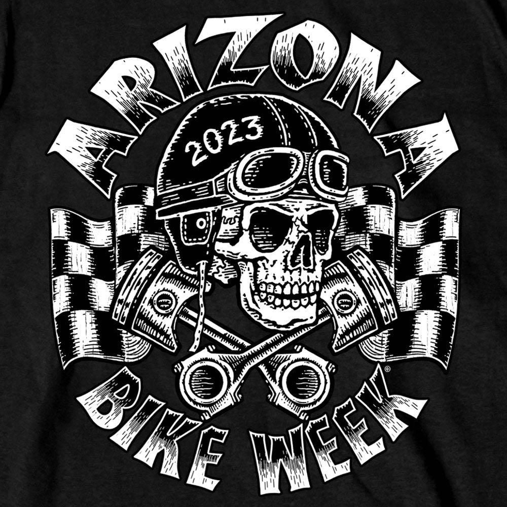 Hot Leathers AZM1347 Men's 2023 Arizona Bike Week Vintage Skulls T-Shirt