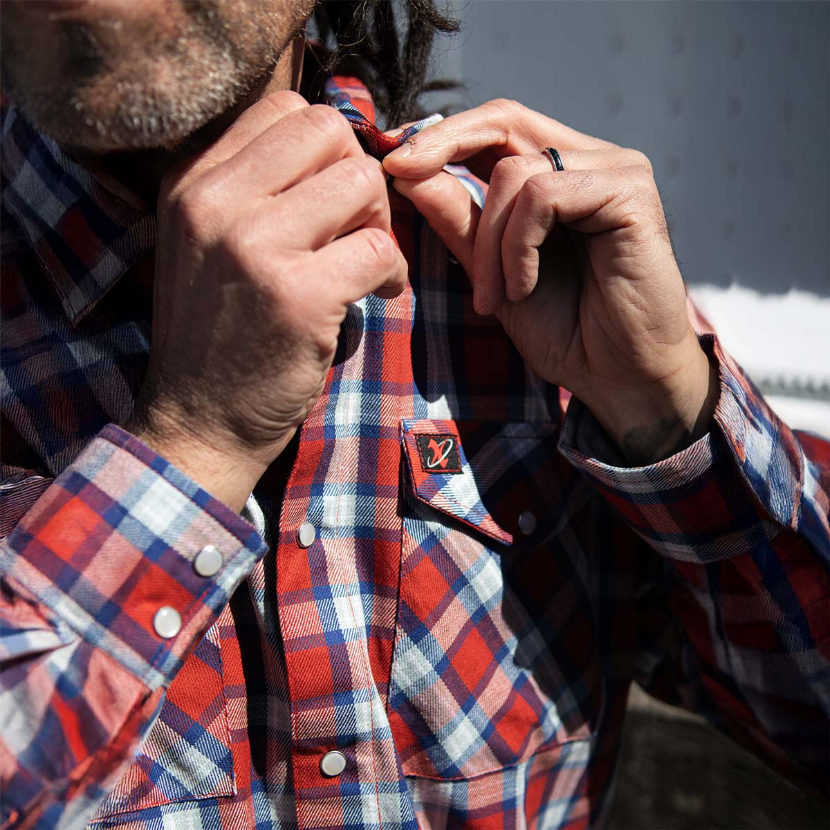 Milwaukee Leather MNG11638 Men's Red and Blue with White Long Sleeve Cotton Flannel Shirt