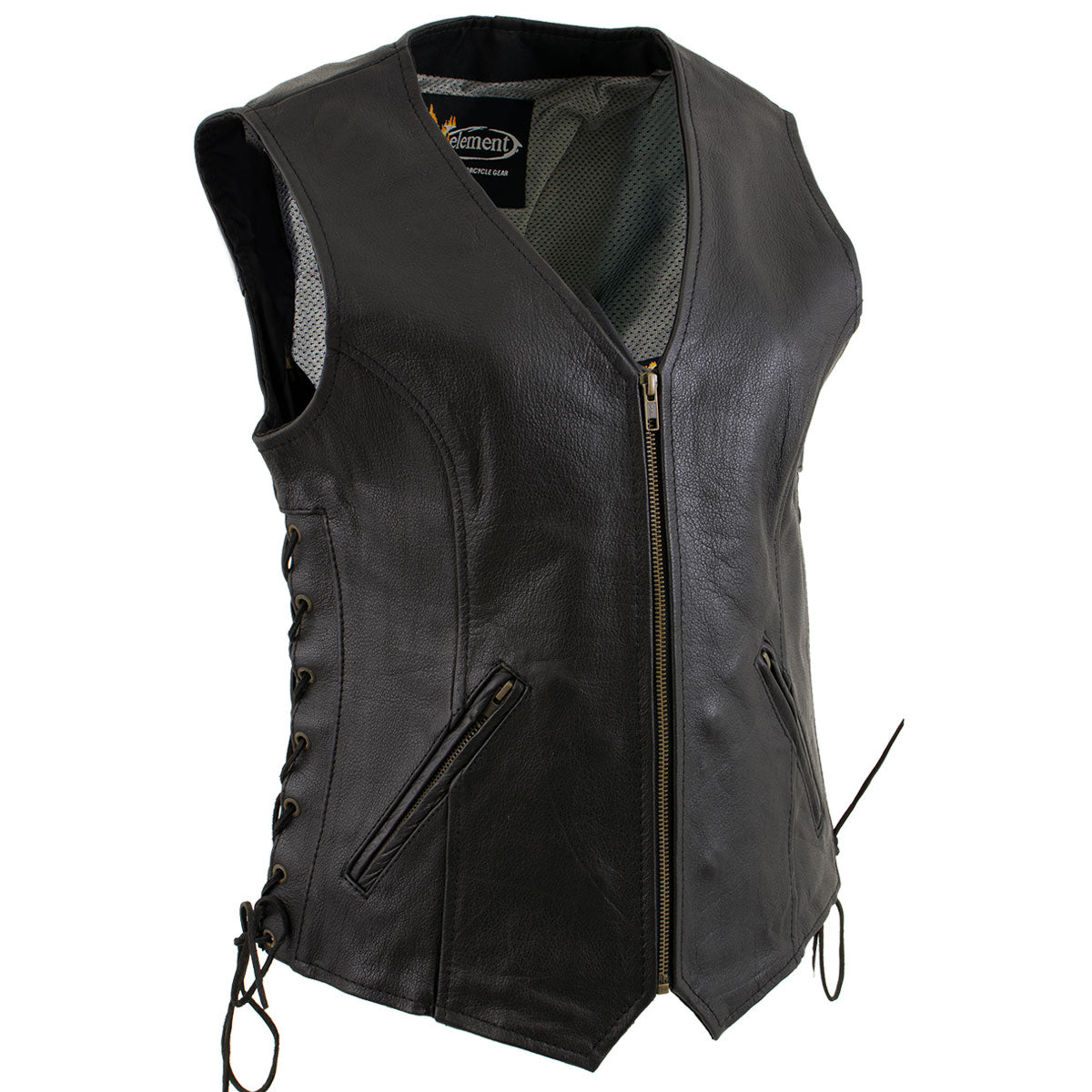 Xelement B277 Women's Black 'Mistress' Side Lace Motorcycle Leather Vest