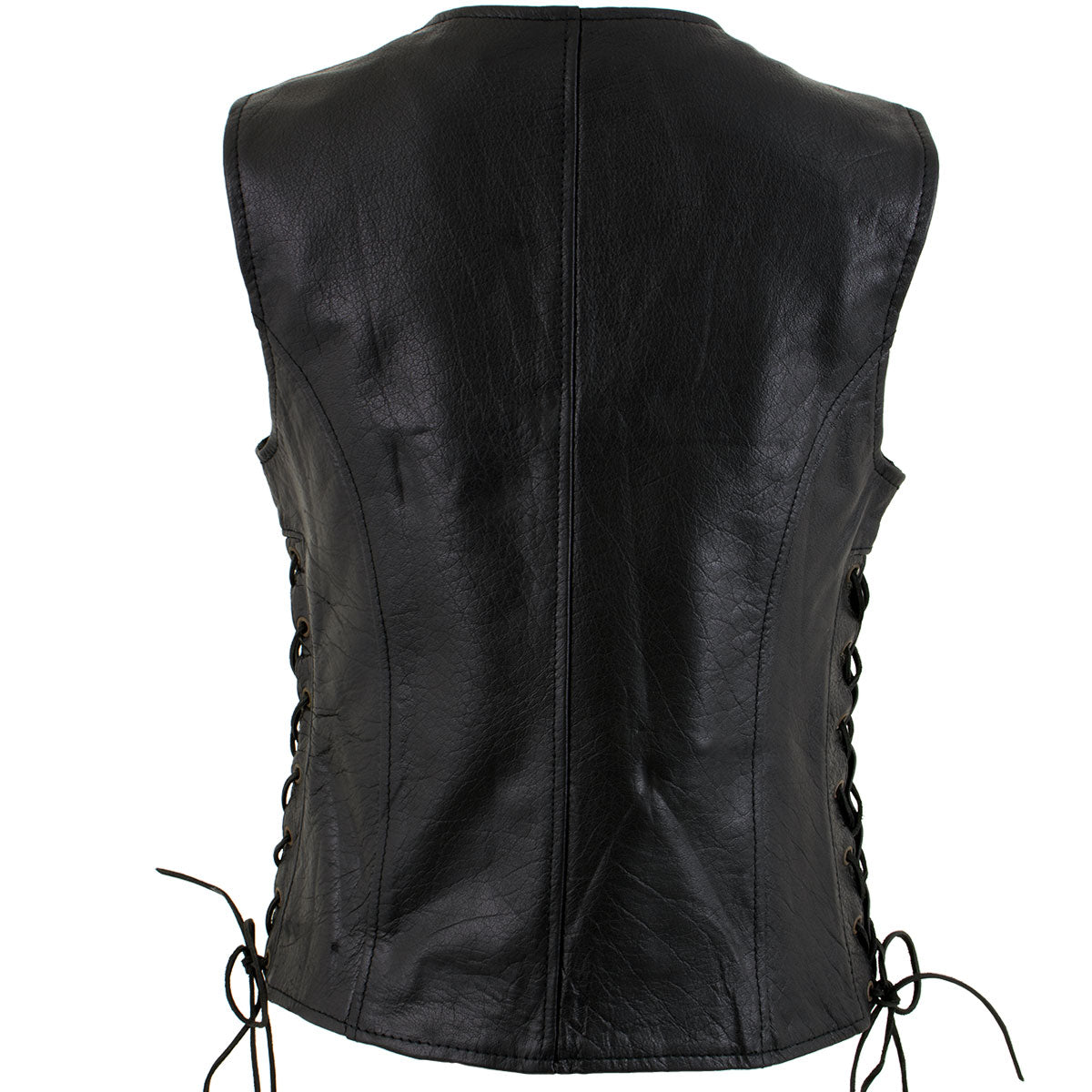 Xelement B277 Women's Black 'Mistress' Side Lace Motorcycle Leather Vest