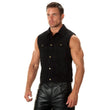 Milwaukee Leather Men's Outrider Black Denim Motorcycle Rider Vest with Shirt Collar - MDM3081
