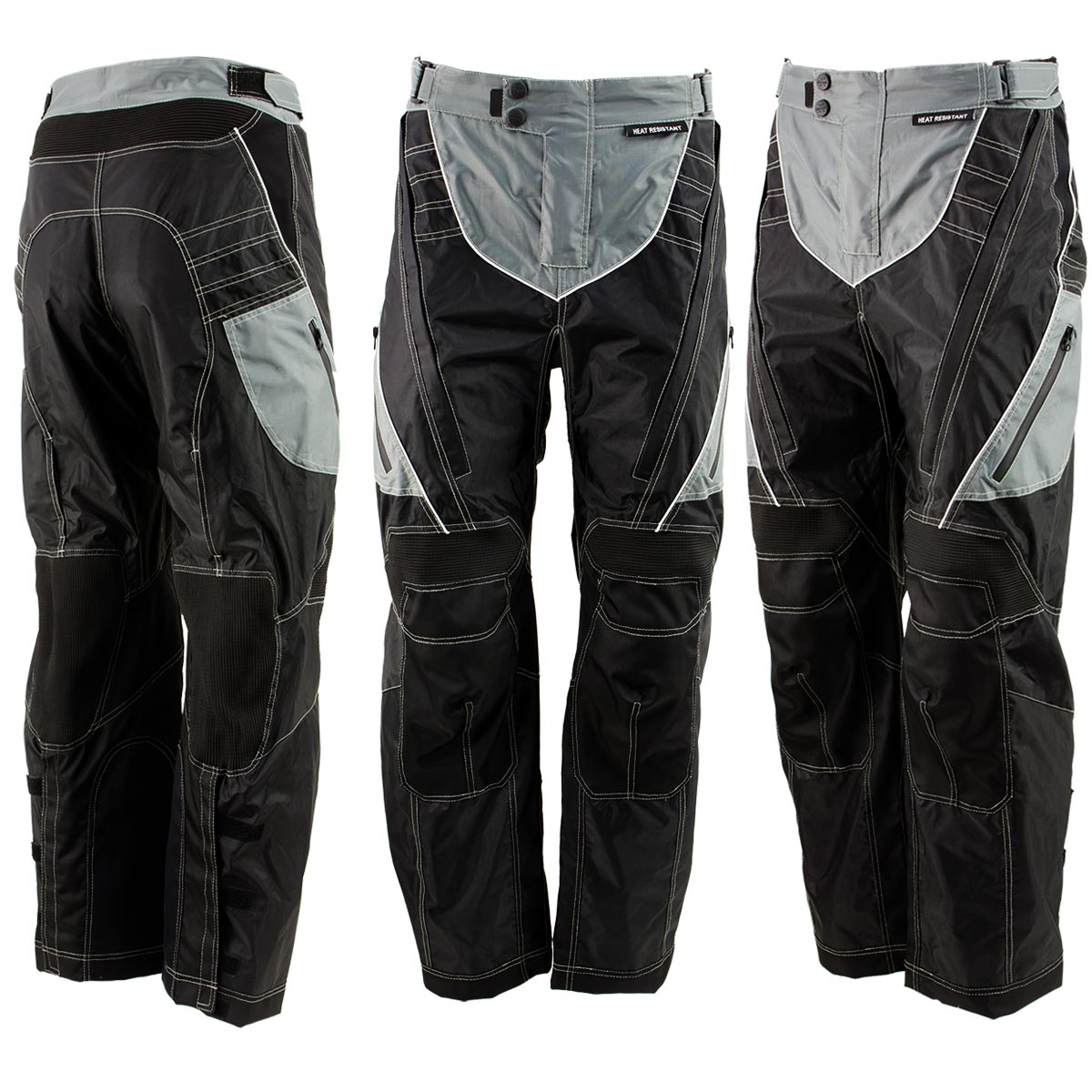 Milwaukee Leather MPM5730 Men's Black and Grey Tri-Tex Fabric Motorcycle Rider Pants w/ CE Armor Protection