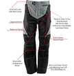 Milwaukee Leather MPM5730 Men's Black and Grey Tri-Tex Fabric Motorcycle Rider Pants w/ CE Armor Protection
