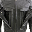 Milwaukee Leather LKM1700 Men's Premium Black Buffalo Leather Cruiser Motorcycle Jacket with CE Armort Protection