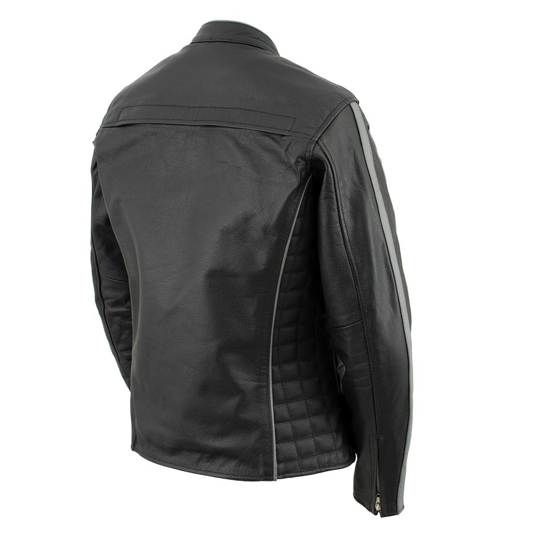 Milwaukee Leather LKL27000 Women’s  Black with Silver Multi Vented Leather Motorcycle Jacket