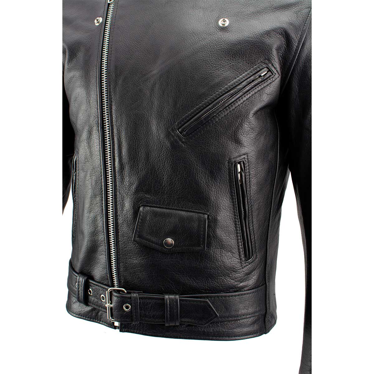 Xelement B7101 Men's 'Classic Armored' Black High-Grade Leather Motorcycle Biker Jacket with X-Armor Protection