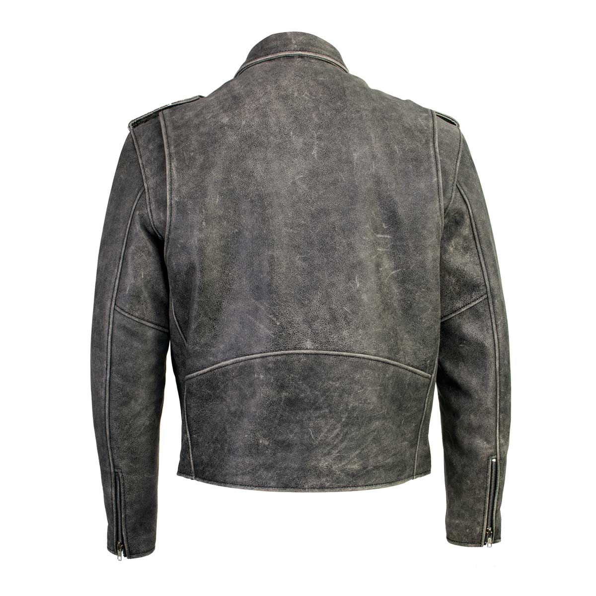 Milwaukee Leather LKM17001 Men's Classic Distressed Gray Motorcycle Leather Riders Jacket