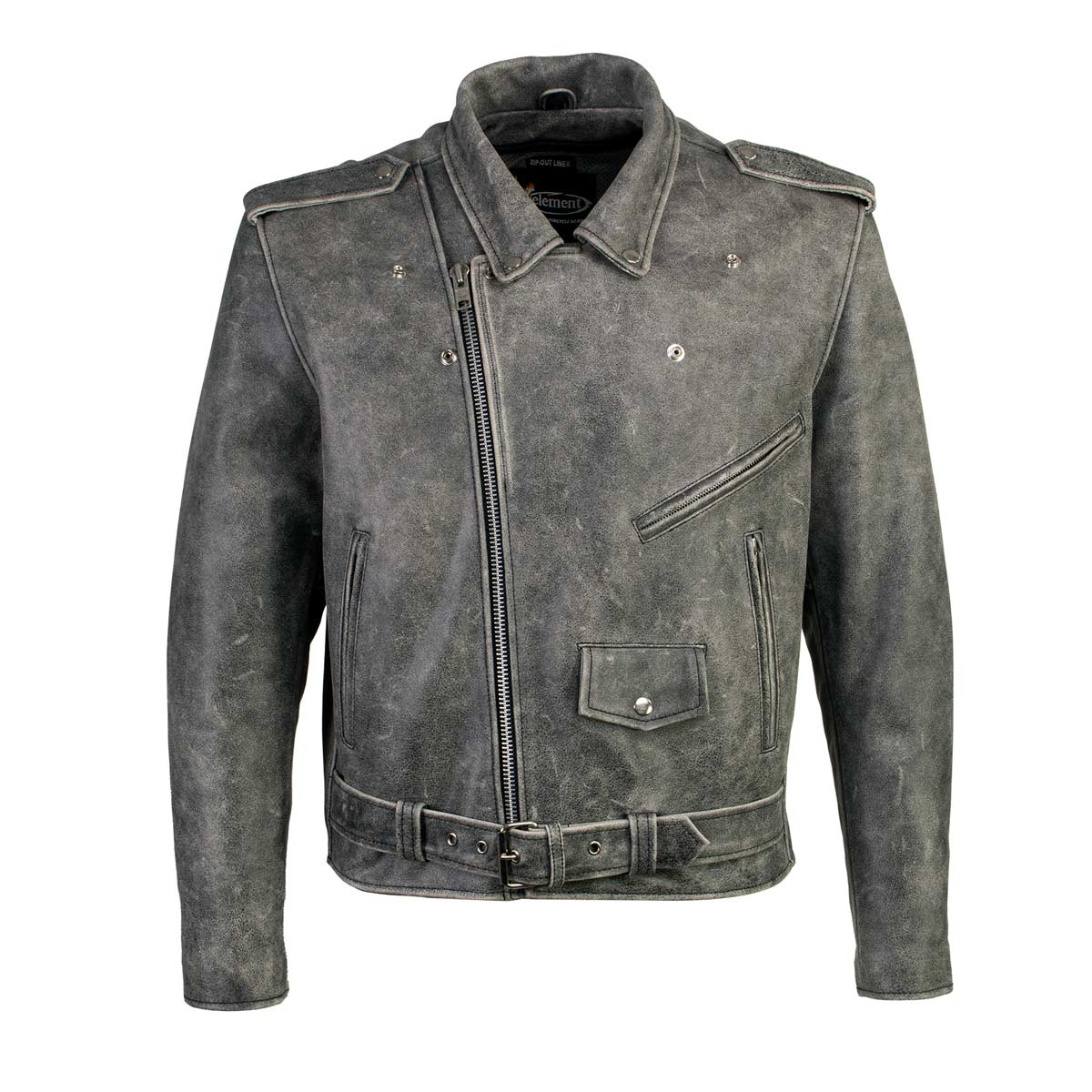 Milwaukee Leather LKM17001 Men's Classic Distressed Gray Motorcycle Leather Riders Jacket