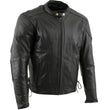 Milwaukee Leather LKM17002 Men's Premium Top Grade Black Leather Motorcycle Riders Jacket w/  Zip-Out Lining