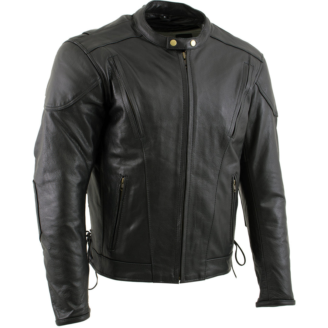 Milwaukee Leather LKM17002 Men's Premium Top Grade Black Leather Motorcycle Riders Jacket w/  Zip-Out Lining