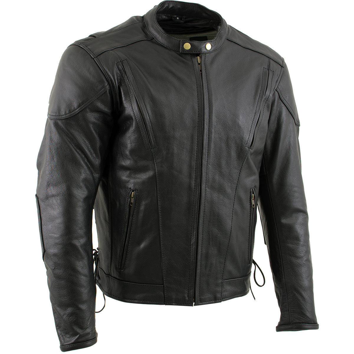 Milwaukee Leather LKM17002 Men's Premium Top Grade Black Leather Motorcycle Riders Jacket w/  Zip-Out Lining