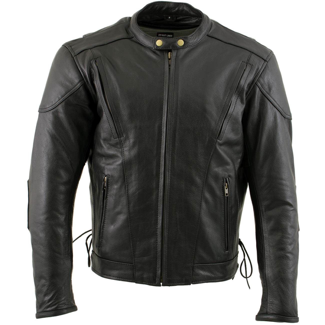 Milwaukee Leather LKM17002 Men's Premium Top Grade Black Leather Motorcycle Riders Jacket w/  Zip-Out Lining