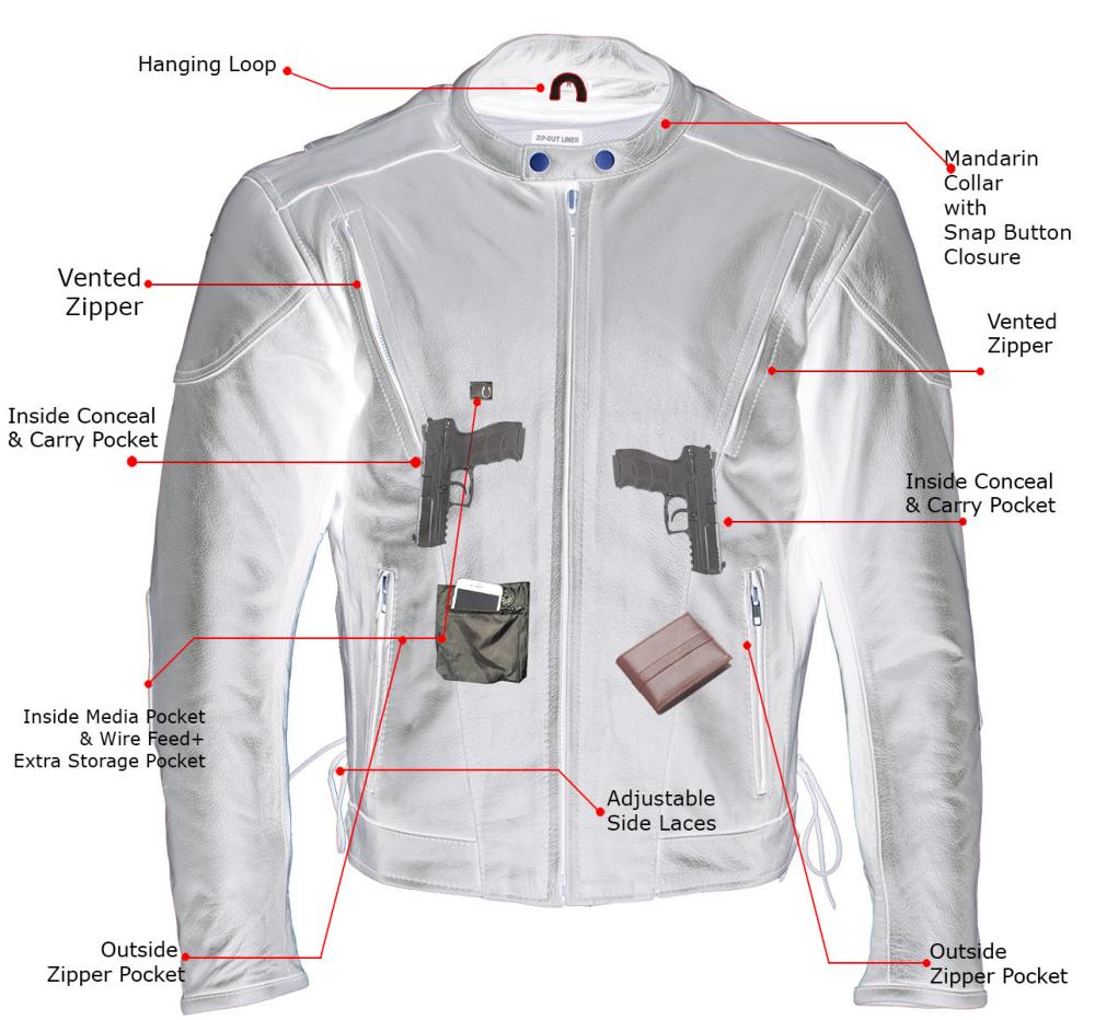 Milwaukee Leather LKM17002 Men's Premium Top Grade Black Leather Motorcycle Riders Jacket w/  Zip-Out Lining