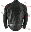 Milwaukee Leather LKM7005 Men's Premium Black Leather Racer Style Motorcycle Jacket with CE Armor