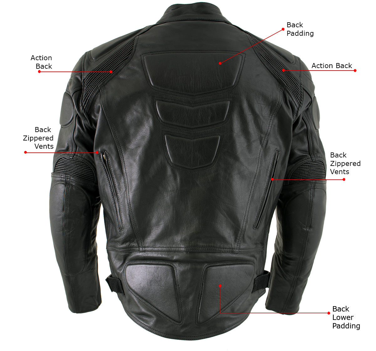 Milwaukee Leather LKM7005 Men's Premium Black Leather Racer Style Motorcycle Jacket with CE Armor