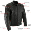 Milwaukee Leather LKM7005 Men's Premium Black Leather Racer Style Motorcycle Jacket with CE Armor