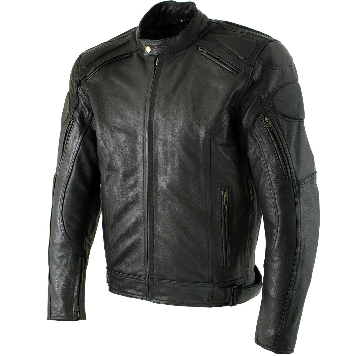 Milwaukee Leather LKM7005 Men's Premium Black Leather Racer Style Motorcycle Jacket with CE Armor