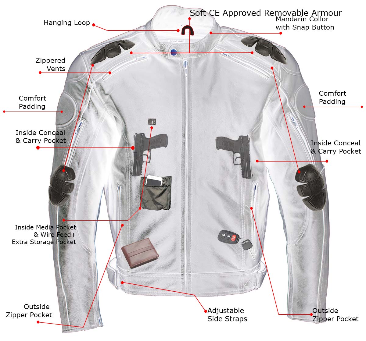 Milwaukee Leather LKM7005 Men's Premium Black Leather Racer Style Motorcycle Jacket with CE Armor