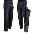 Milwaukee Leather LKM5721 Men's Black Easy Fit Premium Leather Motorcycle Biker Rider Chaps