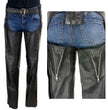 Milwaukee Leather LKL6707 Women's Black Premium Leather Dual Comfort Motorcycle Rider Chaps