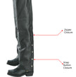Milwaukee Leather LKL6707 Women's Black Premium Leather Dual Comfort Motorcycle Rider Chaps
