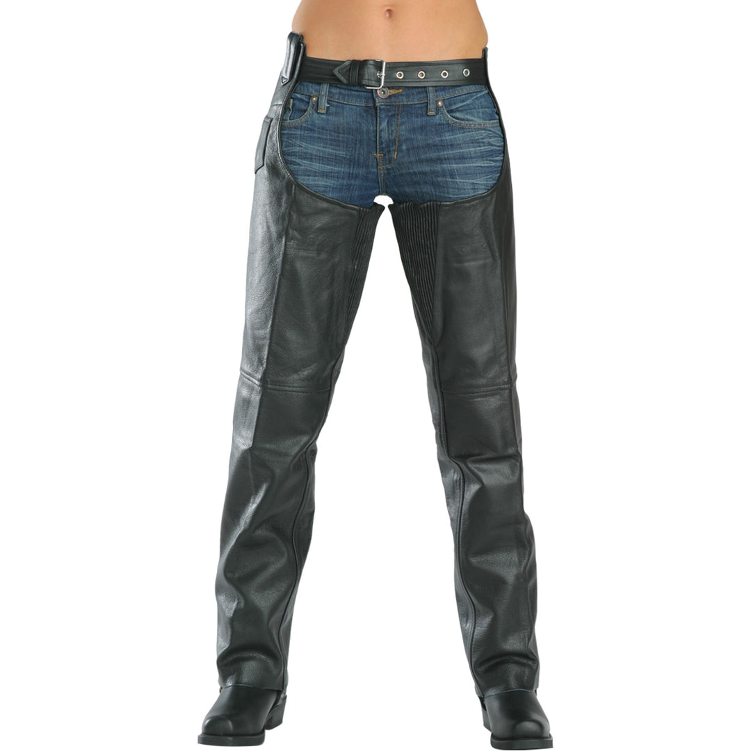 Milwaukee Leather LKL6707 Women's Black Leather Motorcycle Chaps