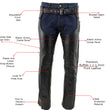 Milwaukee Leather LKM5724 Men's Black Braided Premium Leather Classic Fit Leather Chaps w/ Elastic Panel