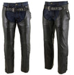 Milwaukee Leather LKM5714 Men's Black Premium Leather Motorcycle Riding Chaps w/ Removable Insulating Liner