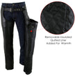 Milwaukee Leather LKM5714 Men's Black Premium Leather Motorcycle Riding Chaps w/ Removable Insulating Liner