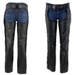 Milwaukee Leather LKM5725 Women's Braided Black Premium Leather Motorcycle Rider Chaps