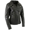Milwaukee Leather LKL27001 Women's Classic Braided Premium Black Leather Fitted Motorycle Riders Biker Jacket