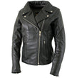 Milwaukee Leather LKL27001 Women's Classic Braided Premium Black Leather Fitted Motorycle Riders Biker Jacket