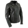 Milwaukee Leather LKL27001 Women's Classic Braided Premium Black Leather Fitted Motorycle Riders Biker Jacket