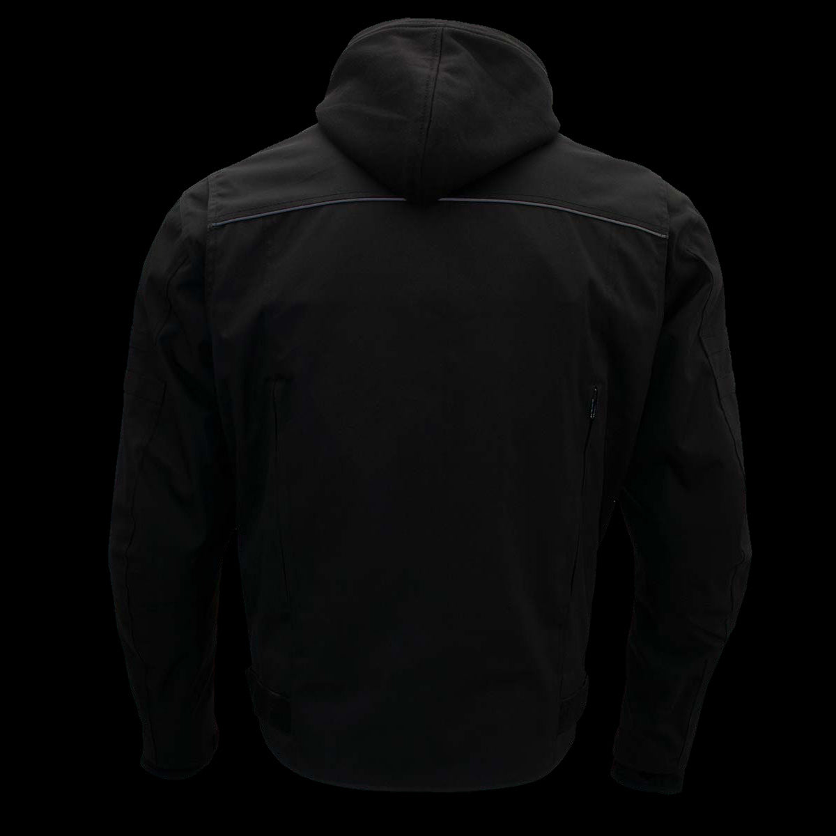 Xelement B91022 Men's 'Flight' Black Textile Jacket with X-Armor and Removable Hoodie