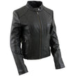 Milwaukee Leather LKL2735 Women's Black Premium Leather Scuba Style Biker Jacket w/ Mandarin Collar
